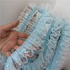 1Yards Latest Lace Fabric Pleated Guipure Rose Lace Ribbon 5cm Sky Blue Lace Fabric Sewing Accessories Laces Ribbon dentelle LP5
