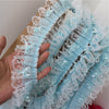 1Yards Latest Lace Fabric Pleated Guipure Rose Lace Ribbon 5cm Sky Blue Lace Fabric Sewing Accessories Laces Ribbon dentelle LP5