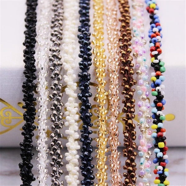1Yards/Lot Beaded Handmade Lace Edge Trims Wedding Dress Belt Sash Ribbon Bridal Applique Fabric Sewing Glass Bead Ribbon Lace