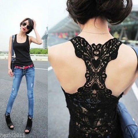 1pc Women's Sexy Lace Flower Tank Top Sexy Cami Sleeveless Casual Cotton shirt