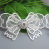 1yard Mesh Lace Bowknot Rhinestones Embroidered Lace Trim Ribbon Patches Applique Fabric DIY Wedding Dress Sewing Supplies Craft