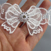 1yard Mesh Lace Bowknot Rhinestones Embroidered Lace Trim Ribbon Patches Applique Fabric DIY Wedding Dress Sewing Supplies Craft