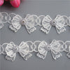 1yard Mesh Lace Bowknot Rhinestones Embroidered Lace Trim Ribbon Patches Applique Fabric DIY Wedding Dress Sewing Supplies Craft