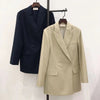 2 Colors Women Wool Suit Coat Double Breasted Ladies Long Sleeve Notched Casual Business Blazer Jacket Tops Autumn 2023 New