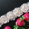 2 Meters 5cm Chiffon Pearl 3D Rose Flower Lace Edge Trim Ribbon Embroidered Applique Sewing Craft Crochet Wedding Dress Clothes