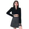 2 Pcs/Set Chic Autumn Blazer Skirt Suit Short Pattern Thermal Outwear High Waist  Autumn Blazer Skirt Suit