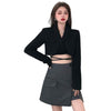 2 Pcs/Set Women Coat Skirt Set  Stylish Notched Collar Women Coat Skirt Suit  Outwear Spring Blazer Skirt Suit