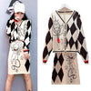 2 Pcs Women Spring Autumn Cardigan Knitted Long Sleeve Sweaters Tops Cartoon Cute Loose Blouses And Skirts Suits Sets SY009