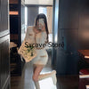2 Piece Dress Set Women Bodycon Sweater Dress Casual Korea Suits Office Lady Y2k Knitted Dress Evening Party 2022 Winter