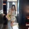 2 Piece Dress Set Women Bodycon Sweater Dress Casual Korea Suits Office Lady Y2k Knitted Dress Evening Party 2022 Winter