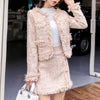2 Piece Set Suit Outfit Skirt Suits Women Runway Designer Elegant Office Ladies Formal Tweed Blazer Short Jacket Coat Mini Skirt