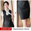 2 Piece Set Women Business Suits With Vest +Mini Skirt Suits and Top Sets Black Vest & Waistcoat Wear Ladies Office Uniform