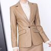 2 Piece Set Women Genuine Leather Jacket Winter Great Quality Office Suits Midi Long Split Skirt Mujer Ropa Blazer & Skirts Set