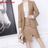 2 Piece Set Women Genuine Leather Jacket Winter Great Quality Office Suits Midi Long Split Skirt Mujer Ropa Blazer & Skirts Set
