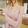 2 Piece Set Women Sweater Dresses 2022 New Winter Casual Bandage Knitted Dress Vintage Party Bodycon Package Hip Dress Vestidos