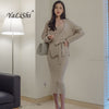 2 Piece Set Women Sweater Dresses 2022 New Winter Casual Bandage Knitted Dress Vintage Party Bodycon Package Hip Dress Vestidos