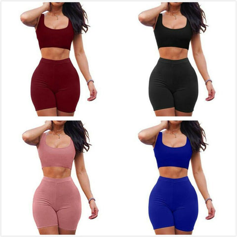 2 Piece Set Women Yoga Set Women's Two Piece Dress Crop Top Skirt Set Sleeveless Outfits Summer Clothes For Women Sleeveless