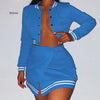 2-Piece Suit Stand-Up Collar Long-Sleeved Tight-Fitting Front Zipper Asymmetrical Top And Mini Hip Skirt Feminine Set
