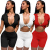 2 Pieces Set Deep V Neck Sexy Set Women Shorts And Top Chic Female Set Streetwear European Outfits Suit 2023 Summer