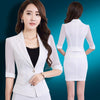 2 Pieces Set Office Skirts Suit Women Summer Business Casual Skirt Suits Black White Womens Short Sleeve Blazer With Mini Skirt