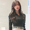 2 Pieces Set Women 2022 Autumn Black Long Sleeve Shirts And High Waist Sheath Pencil Skirts Office lady  Skirt Suit