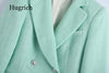 2 Pieces Set Women Texture Cropped Blazer+Shorts Set Vintage Double Breasted With Pocket Woman Suit Sets