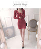 2 Pieces Set Women Spring Knitted V-neck High Waist Sheath Pencil Skirts Office Lady Skirt Suit Bottoming Sets