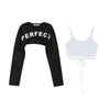 2 Pieces Sets Women Summer Letter Printing Slim Bandage Sexy Korean Style Lady All-match Crop Tops Spaghetti Strap Camis