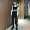 2 Pieces Sets Women Summer Letter Printing Slim Bandage Sexy Korean Style Lady All-match Crop Tops Spaghetti Strap Camis