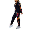 2 Pieces Sport Suit Set For Women Spring Autumn Set Butterfly Print Long Sleeve Hooded Top+Pants Plus Size White/Black