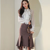2 Pieces Suit Women Ruffle Chiffon Top And Sheath Mermaid Skirts Elegant Slim Stitching Lace Split Lady Skirt Suit