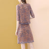 2 Pieces Woman Summer Elegant Embroidery Floral Lace Half Sleeve Blouses Shirts Tops And Office Ladies Party Skirts Suits NS825