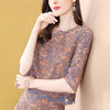 2 Pieces Woman Summer Elegant Embroidery Floral Lace Half Sleeve Blouses Shirts Tops And Office Ladies Party Skirts Suits NS825