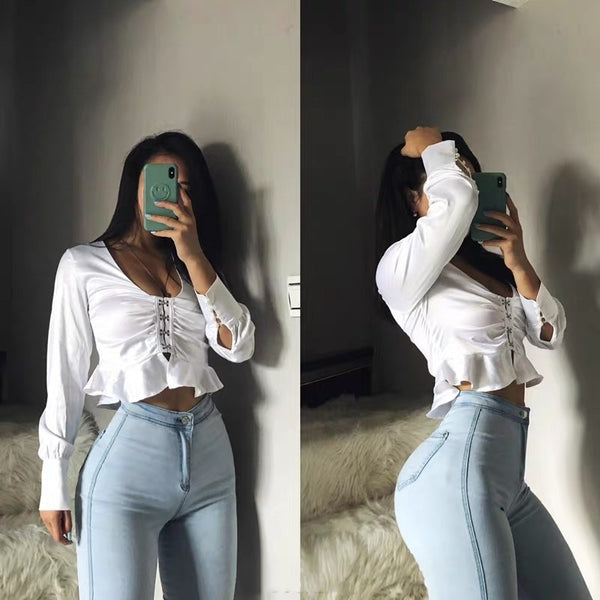 2000s Aesthetic Jeans Woman High Waist Sexy Tight Hip Lifting Leggings Pants High Waist Elastic Female Streetwear Women Pants