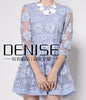 2014 women's flower organza embroidery Sky Blue half sleeve o-neck one-piece dress S0096
