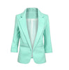 2015 Womens Candy Colors Slim Casual Blazer With Three Quarter Sleeve Notched  Jacket Coat Outwear Plus Size Solid Work Blazer