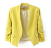 2015 new arrival spring autumn fashion brand blazer women Candy Color ladies coat Slim Solid puff sleeve blazers Basic jackets