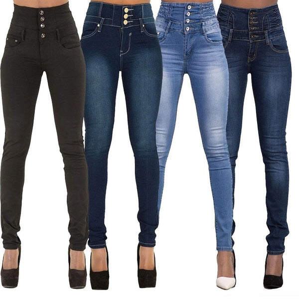 2016   Woman Denim Pencil Pants Top Brand Stretch Jeans High Waist Pants Women High Waist Jeans
