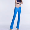 2016 Slim Women Jeans Casual Mid Waist Elastic Candy 10Color Denim Flare Pants Trousers Woman Bell Bottom Trouser