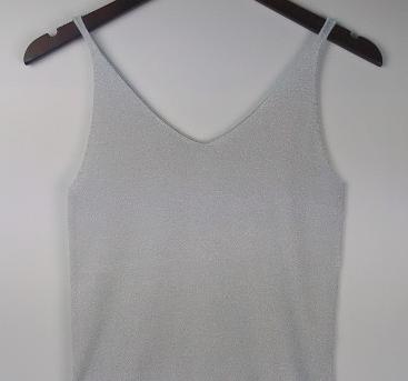 Bling Knitted Tank Tops Women Sequined V Neck Vest Blusa Solid Silver Camis Beige Bustier Bra Vest Bralette Blouse