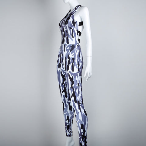 Fashion Camouflage Sexy Sporting Playsuit European Stand Women New Backless Casual Jumpsuit Movement Piece Bodysuit