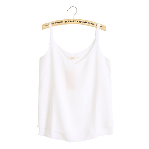 New Summer Sleeveless Shirt Sexy V-neck Camis Loose Casual Chiffon Tank Tops S-4XL Vest Ladies Clothing