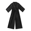 Spring Summer Black Casual Jumpsuit Siamese Pants Loose Women V Neck Nine Sleeves Jumpsuit Women