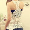 Summer Women Tank Top Sexy Lace Tops Crochet Back Hollow-out Fashion Women Vest Camisole Lace Black & White Vest