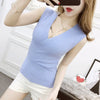 Tank Top Womens Fashion Knitted Vest Casual Sleeveless Sexy V-Neck Tops Women Summer Harajuku Cotton Blusa Fem Clothes