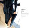 Winter Party Office Dresses for Women Solid Long Sleeve Black Bodycon Vintage Vestidos Velvet Dresses Split Sheath Dress