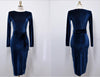 Winter Party Office Dresses for Women Solid Long Sleeve Black Bodycon Vintage Vestidos Velvet Dresses Split Sheath Dress