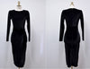 Winter Party Office Dresses for Women Solid Long Sleeve Black Bodycon Vintage Vestidos Velvet Dresses Split Sheath Dress
