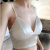 Women Crop Tops Camisole Camis Bralette Underwear Strappy Unlined Lingerie Bra Tops Satin vest tank top Black White