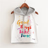 Women Summer Letter Printed T-Shirt Harajuku Crop Top Sleeveless Hooded Letter Short Hip Hop Black Tops Brand design